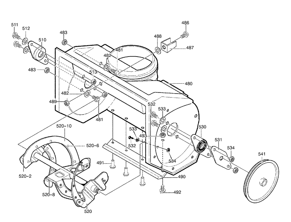 Auger Housing Diagram and Parts List for 620301X4D 2001 Briggs and Stratton Snow Blower